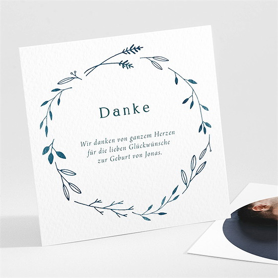 Dankeskarte Geburt Floral In Blau