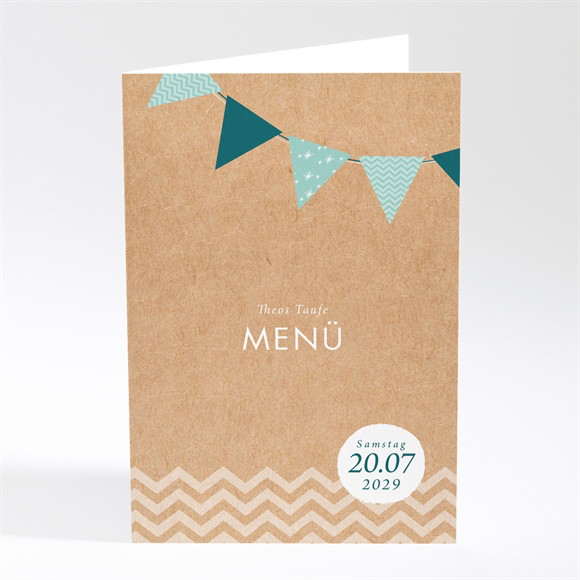 Menükarte Taufe Blaue Girlande ref.N401818