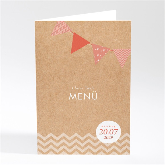 Menükarte Taufe Rosa Girlande ref.N401819