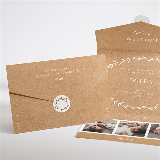 Geburtskarte Schöner Umschlag