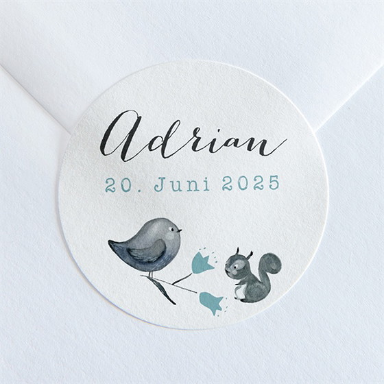 Sticker Geburt Blumenkranz Blau