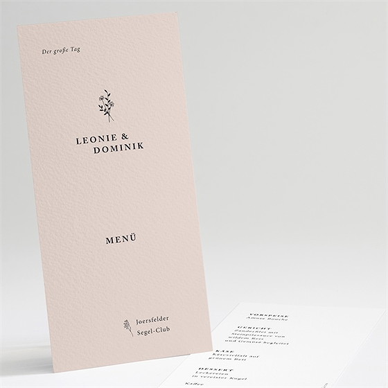 Menükarte Hochzeit Zartes Trio