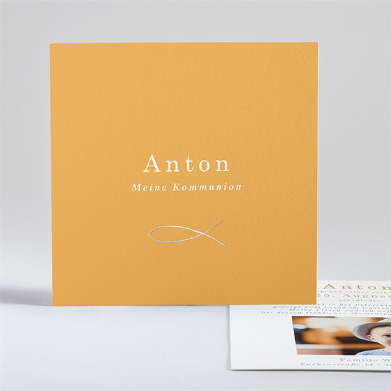 Einladung Kommunion senfgelb