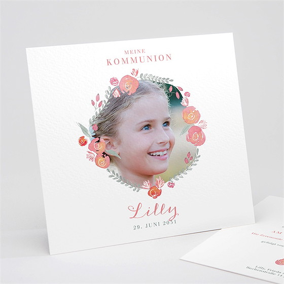 Einladung Kommunion aquarellkranz