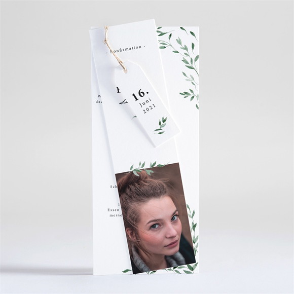 Einladung Konfirmation zarte Olivenblätter ref.N93131