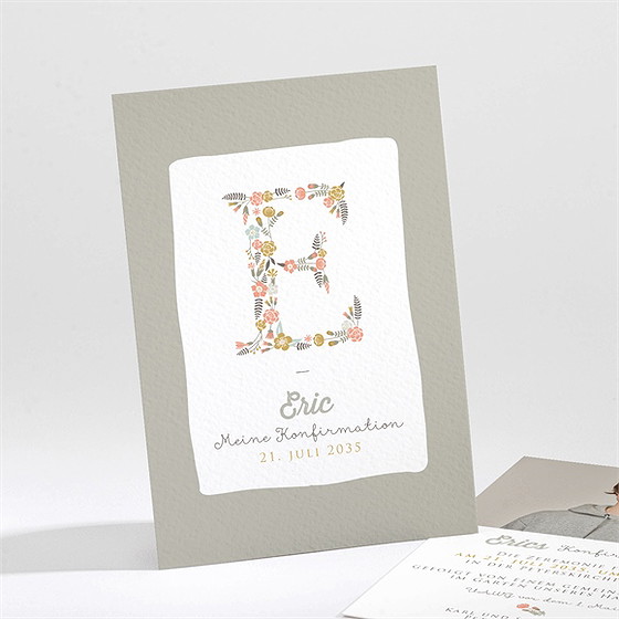 Einladung Konfirmation Blumige Initiale