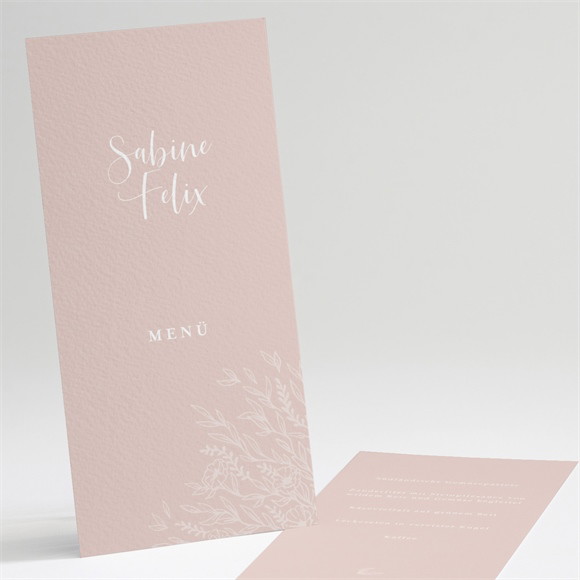 Menükarte Hochzeit Zartrosa und Kupfer ref.N221133
