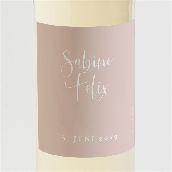 Flaschenetikett Hochzeit Zartrosa und Kupfer ref.N3001611
