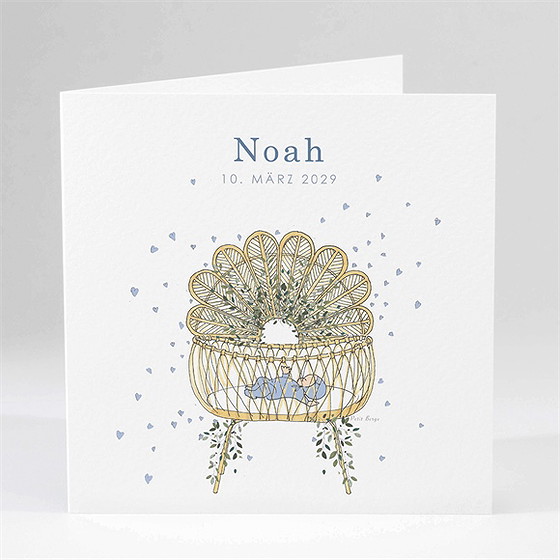Geburtskarte Wiege Jungen
