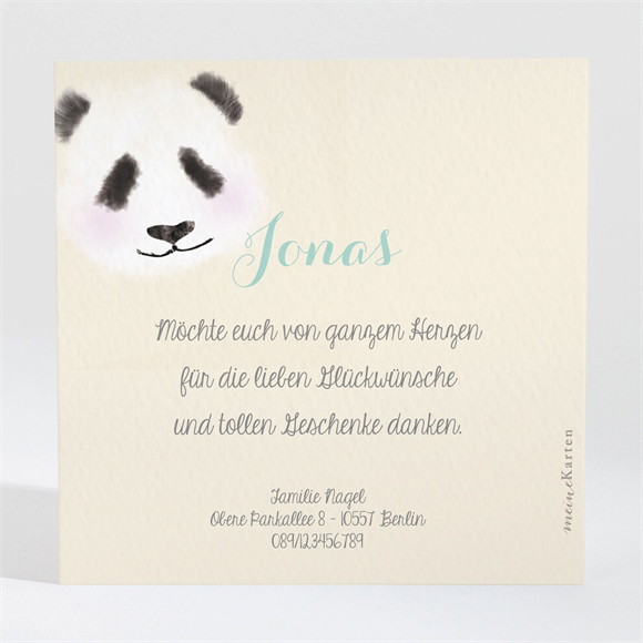 Dankeskarte Geburt Kleiner Panda ref.N300223