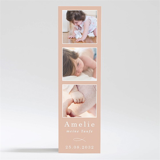 Einladung Taufe Goldgravur Rosa - Magnet