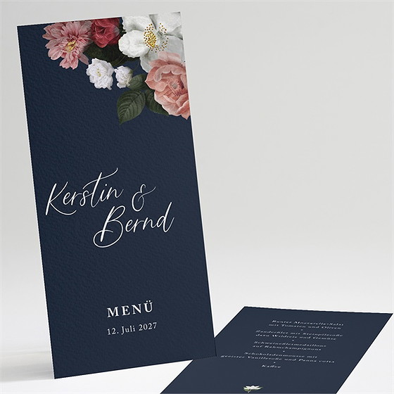 Menükarte Hochzeit Nachtblumen