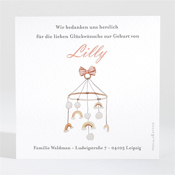 Dankeskarte Geburt Zartes Mobile