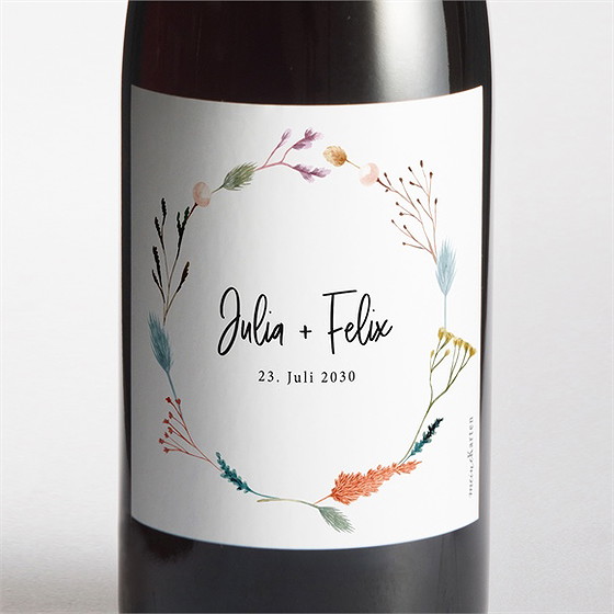 Flaschenetikett Hochzeit landkunst