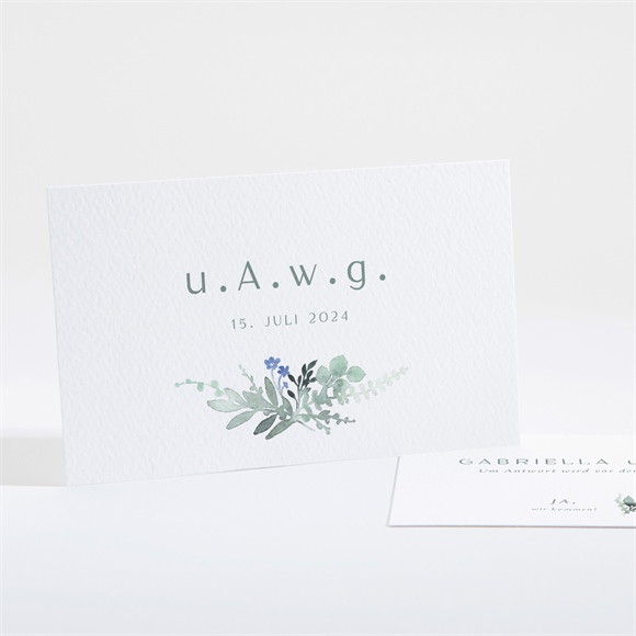 Antwortkarte Hochzeit Aquarell Poesie mit Initiale ref.N161144