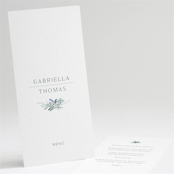 Menükarte Hochzeit Aquarell Poesie mit Initiale ref.N221146