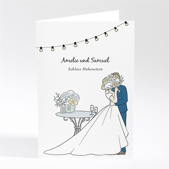 Menükarte Hochzeit liebespaar