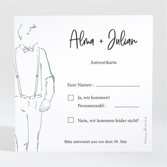 Antwortkarte Hochzeit Liebeszeichnung ref.N3001692