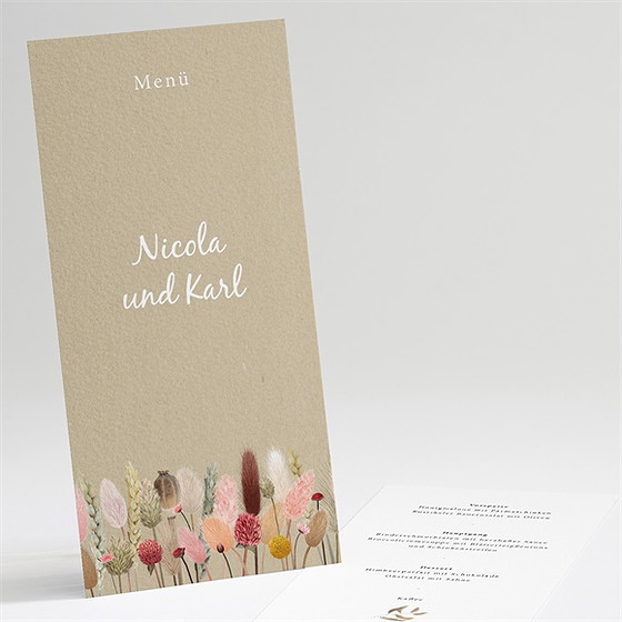 Menükarte Hochzeit Feldblumenstrauß
