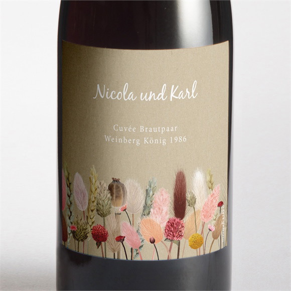 Flaschenetikett Hochzeit Feldblumenstrauß ref.N3001693