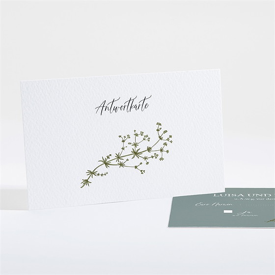 Antwortkarte Hochzeit gravur mit ländlichem motiv