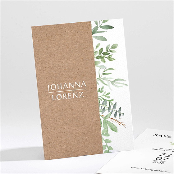 Save The Date Karte Blätterschmuck