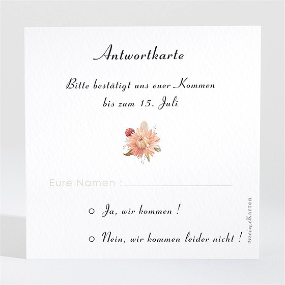 Antwortkarte Hochzeit Behutsamkeit