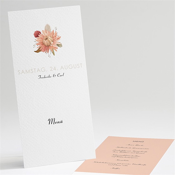 Menükarte Hochzeit Behutsamkeit