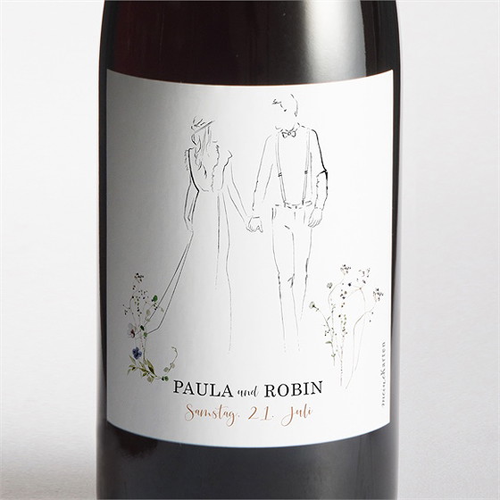 Flaschenetikett Hochzeit zu zweit