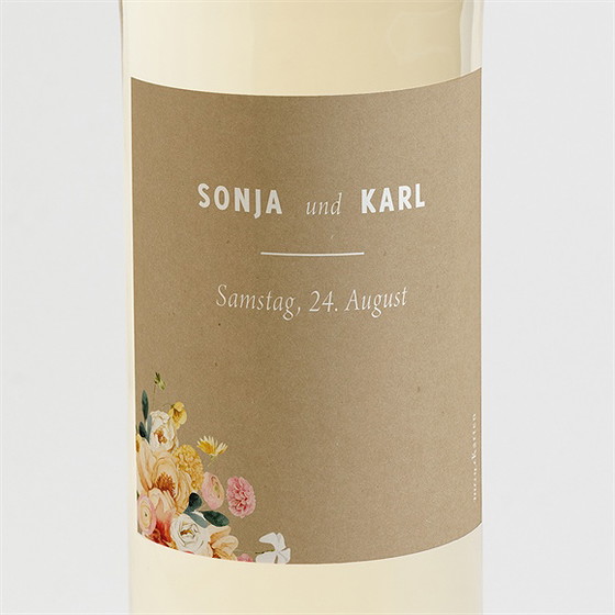 Flaschenetikett Hochzeit land und poesie