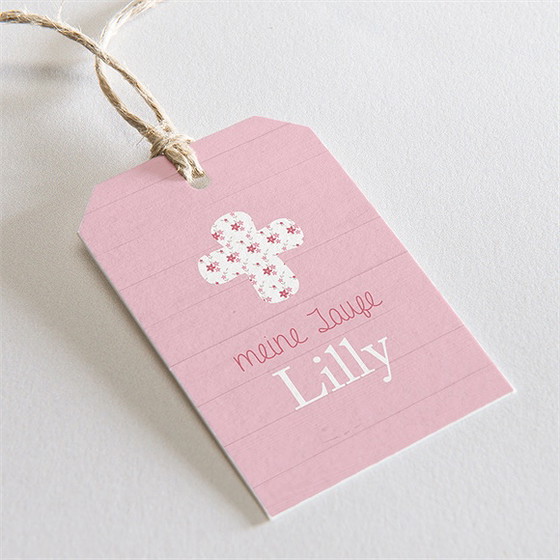 Geschenkanhänger Taufe Rosa Schleife