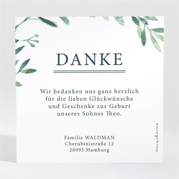 Dankeskarte Geburt Aquarell mit Foto ref.N3001598