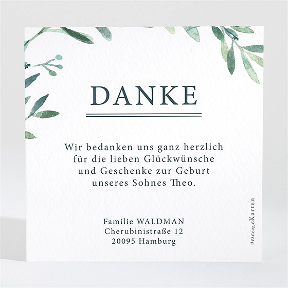 Dankeskarte Geburt Aquarell Mit Foto