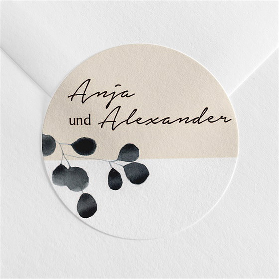 Aufkleber Hochzeit Aquarell In Schwarz