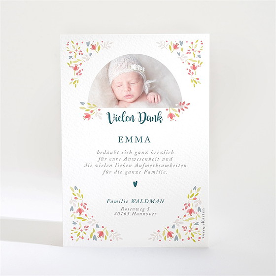 Dankeskarte Geburt Wildblumenwiese