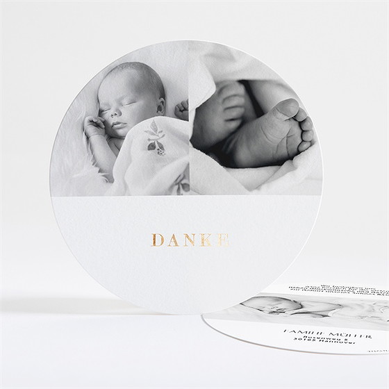 Dankeskarte Geburt rundes initial