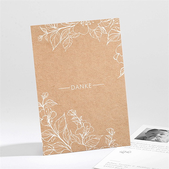 Dankeskarte Geburt Weiße Gravur