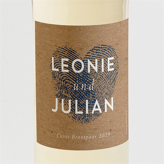 Flaschenetikett Hochzeit einzigartige fingerabdrücke