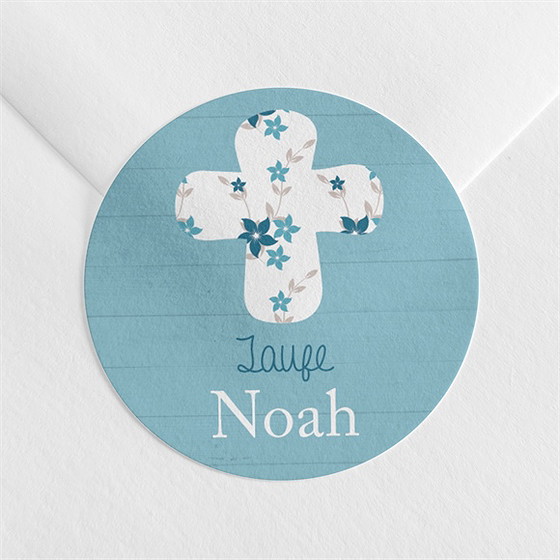 Aufkleber Taufe blaue schleife