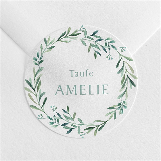 Aufkleber Taufe runder blumenkranz