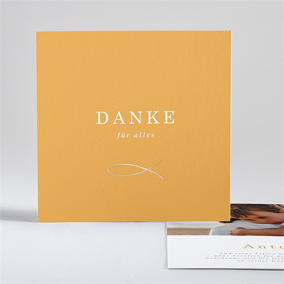 Dankeskarte Kommunion Senfgelb