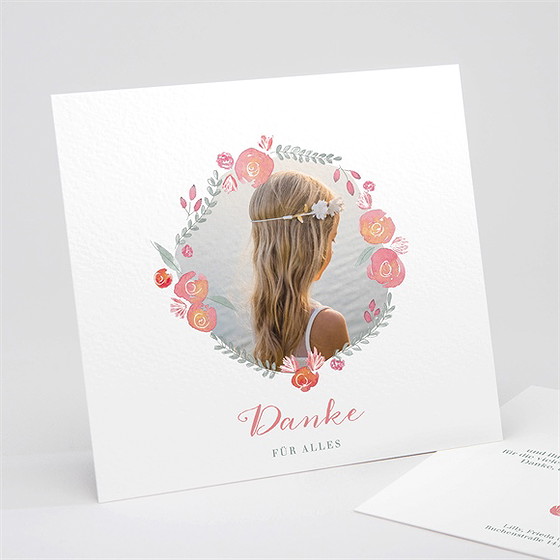 Dankeskarte Kommunion Aquarellkranz