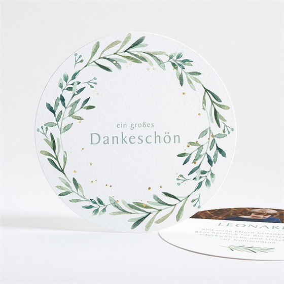 Dankeskarte Kommunion Blätter Und Vergoldung - Gold