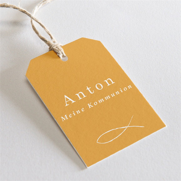 Geschenkanhänger Kommunion Senfgelb ref.N291259