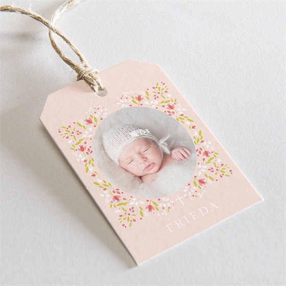 Geschenkanhänger Taufe Zarte Rosa Blumen