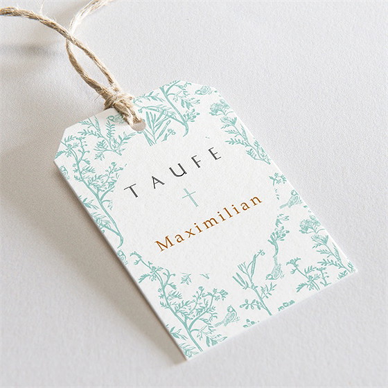 Geschenkanhänger Taufe Vintage Vogel