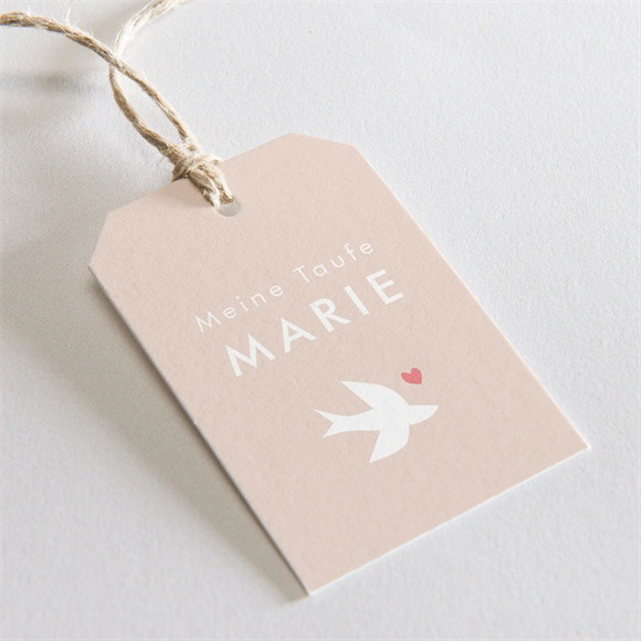 Geschenkanhänger Taufe Taube und Blumenkranz ref.N291206