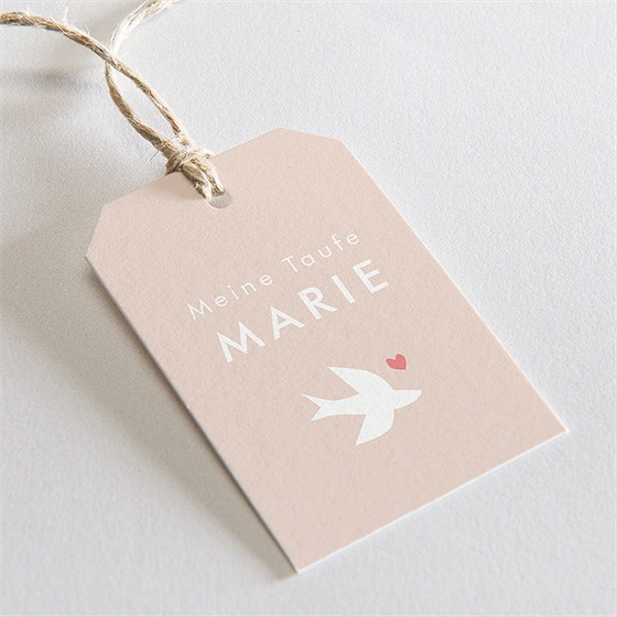 Geschenkanhänger Taufe Taube Und Blumenkranz