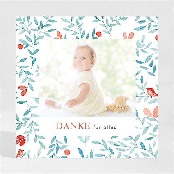 Dankeskarte Taufe Blumenfrische