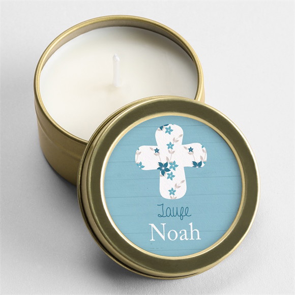 Kerze Taufe Blaue Schleife ref.N360756